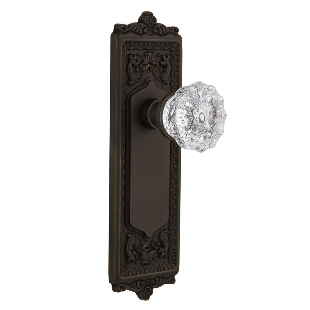 Nostalgic Warehouse 714970  Egg & Dart Plate Privacy Crystal Glass Door Knob in Oil-Rubbed Bronze